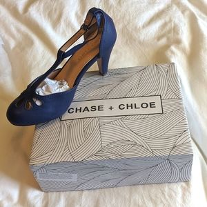 New navy blue pumps t-strap heels size 7